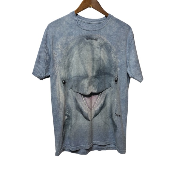 The Mountain Dolphin Big Face Nature Blue Tie Dye T-Shirt Size M - Picture 1 of 8
